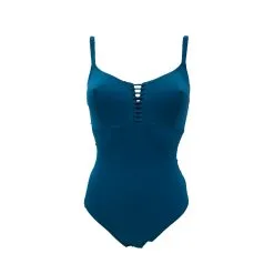 DNUD Maillot De Bain Sport Une Pièce Corset -Maillots Femmes Soldes CORSET BLEU CANARD