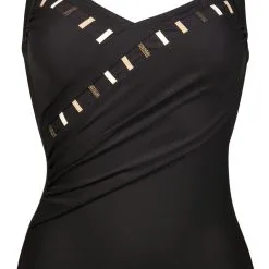 Charmline Maillot 1 Pièce Avec Mousses Drapé Noir Graphic Energy -Maillots Femmes Soldes GRAPHIC ENERGY DETAIL