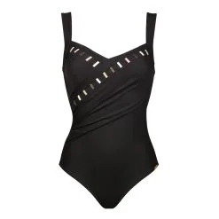 Charmline Maillot 1 Pièce Avec Mousses Drapé Noir Graphic Energy -Maillots Femmes Soldes GRAPHIC ENERGY MOUSSE