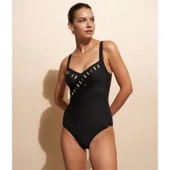 Charmline Maillot 1 Pièce Avec Mousses Drapé Noir Graphic Energy