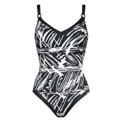 Charmline Maillot De Bain Une Pièce Avec Armatures Noir Et Blanc Ink Art
