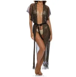 Kaftan Long En Crochet Golden Queen -Maillots Femmes Soldes KAFTAN NOIR