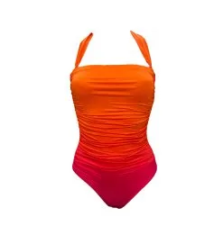 ROIDAL Maillot Une Pièce Bustier Dégradé Orange Et Rose Nadia