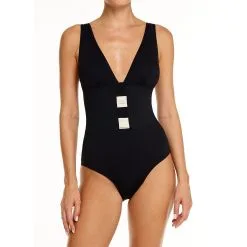 DNUD Maillot De Bain Une Pièce Décolleté En V Noir Nairobi -Maillots Femmes Soldes NAIROBI FACE