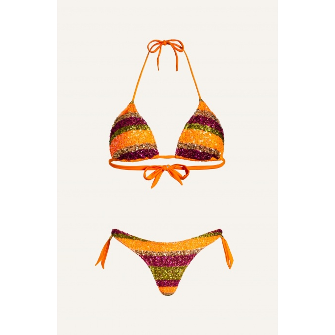 PIN UP Maillot 2 Pièces Triangle Coulissant Avec Paillettes Orange Riga 2 PIN UP Maillot 2 Pièces Triangle Coulissant Avec Paillettes Orange Riga – Image 2