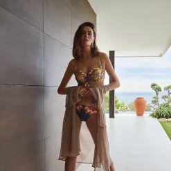 Nuria Ferrer Maillot 2 Pièces Bandeau Imprimé Scarlet