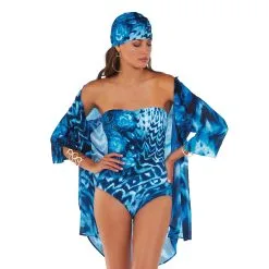 ROIDAL Maillot Une Piece Bustier Imprimé Bleu Anela