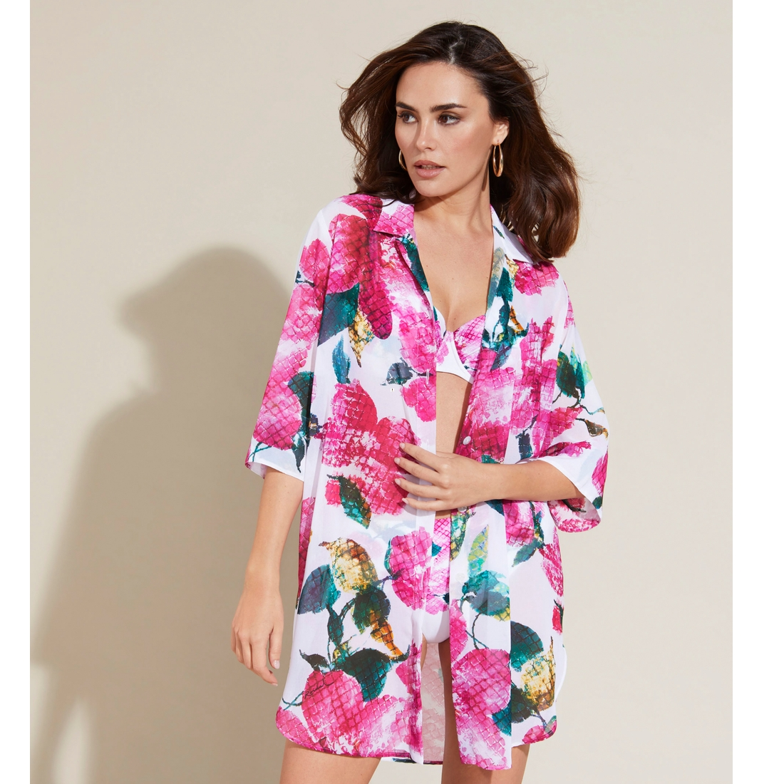 ROIDAL Chemise Fleuri Fond Blanc Angela 2 ROIDAL Chemise Fleuri Fond Blanc Angela – Image 2