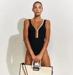 MARYAN MEHLHORN Maillot Une Pièce Avec Mousse Décolleté En V Noir Antagonist