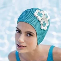 Bonnet De Bain Cloqué à Fleurs Uni