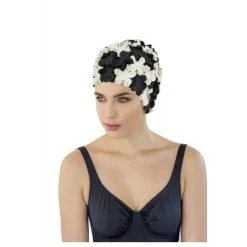 Maillots Femmes Soldes -Maillots Femmes Soldes bonnet fleurs noir blc
