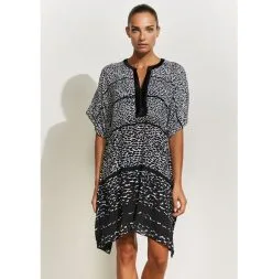 MARYAN MEHLHORN Tunique Imprimé Noir Et Blanc Capture