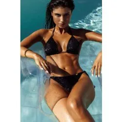 Luli Fama Bikini 2 Pièces Avec Paillettes Noir Triangle Chasing Stars