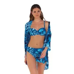 ROIDAL Chemise De Plage Imprimé Bleu Indo