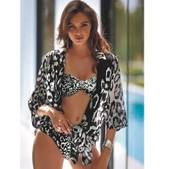 ROIDAL Chemise De Plage Chic Noire Et Blanche Katel
