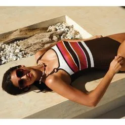 Maillot De Bain Une Pièce Marron Eden