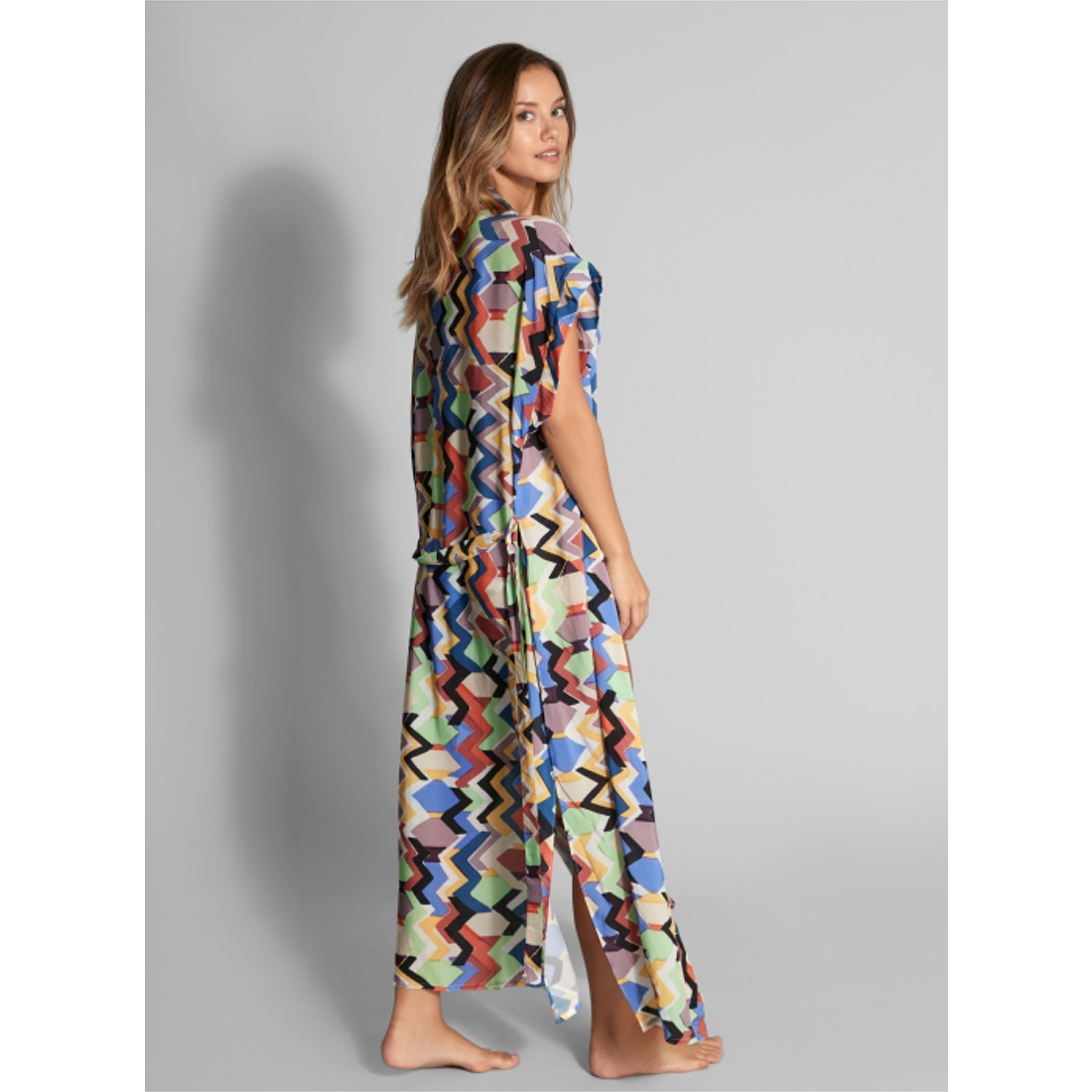 Empreinte Kimono Fluide Et élégant Imprimé Géographique Prisme 3 Empreinte Kimono Fluide Et élégant Imprimé Géographique Prisme – Image 3