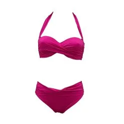 ROIDAL Maillot Bandeau Deux Pièces Avec Coques Drapé Lorena -Maillots Femmes Soldes lorena fuschia