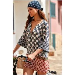 Tessy Tunique De Plage Fluide Imprimé Martina