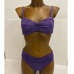 ROIDAL Maillot De Bain Deux Pièces Bandeau Uni Pat -Maillots Femmes Soldes pat violet