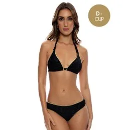 Luli Fama Maillot De Bain Deux Pièces Triangle Noir Irisé Poussière étoilée