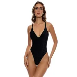 Luli Fama Maillot De Bain Une Pièce Noir Sexy Avec Laçage Poussière étoilée
