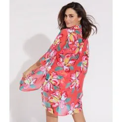 ROIDAL Chemise De Plage Fluide Fond Vert Sara -Maillots Femmes Soldes sara dos