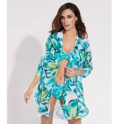 ROIDAL Chemise De Plage Fluide Fond Vert Sara -Maillots Femmes Soldes sara vert